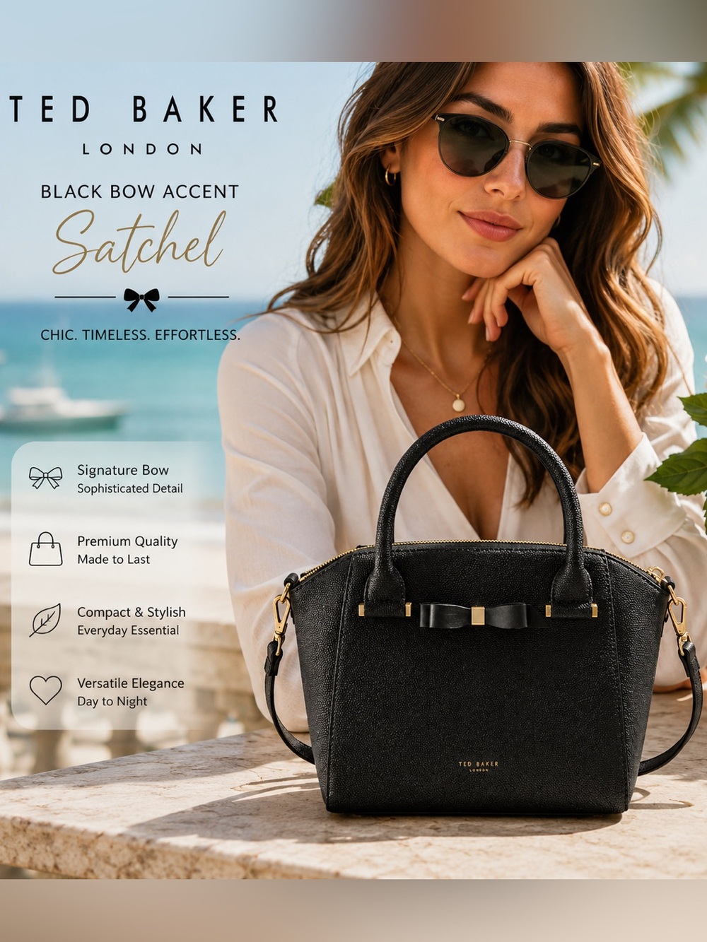 Ted Baker Black Bow Accent Satchel
